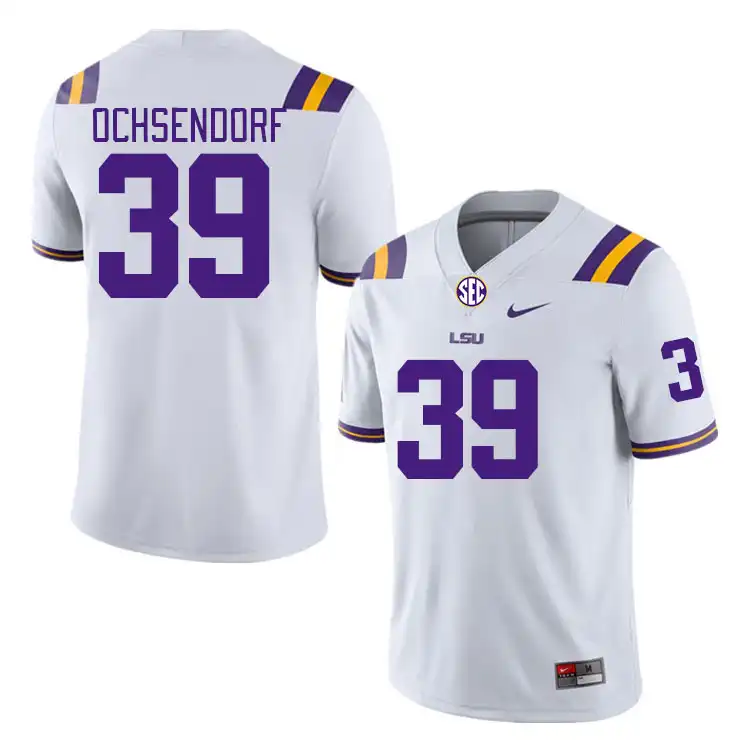 Men's LSU Tigers Blake Ochsendorf #39 White NCAA Football Jersey